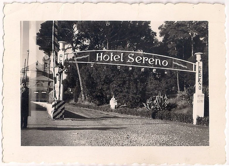 A historic photo of the hotel entrance
